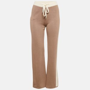 Monrow Dark Beige Knit Panel Detail Lounge Pants S, Clothing - Luxury Closet