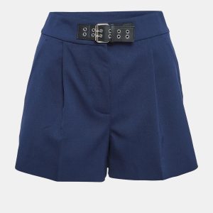Moschino Mo5ch1no Jeans Navy Blue Gabardine Buckle-Up Shorts S, Shorts - Luxury Closet catalog