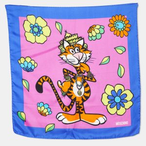 Moschino Multicolor Tiger Printed Silk Square Scarf, Scarves & Shawls - Luxury Closet