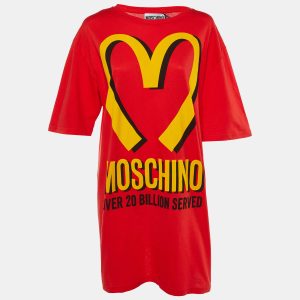 Moschino Couture Red Cotton McDonald Logo Crew Neck T-Shirt Dress L, Shirts & Tops - Luxury Closet