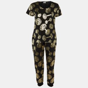 Moschino Underwear Black Gym Print Cotton Jersey Top and Trouser Set L, Suits - Luxury Closet