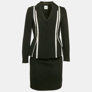 Moschino Black Lace Trim Crepe Jacket and Skirt M/S, Suits - Luxury Closet catalog