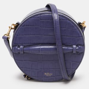 Mulberry Purple Croc Embossed Leather Trunk Bag, Shoulder Bags - Luxury Closet