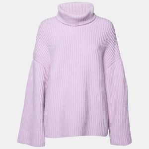 Nanushka Purple Wool Knit Turtle Neck Oversized Jumper S, Sweaters & Cardigans - Luxury Closet