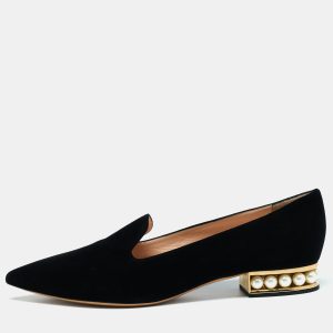 Nicholas Kirkwood Black Suede Casati Faux Pearl Heel Pointed Toe Loafers Size 40, Loafers & Slip-Ons - Luxury Closet catalog