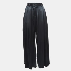 Nili Lotan Black Satin Wide-Leg Seville Pants M, Clothing - Luxury Closet catalog