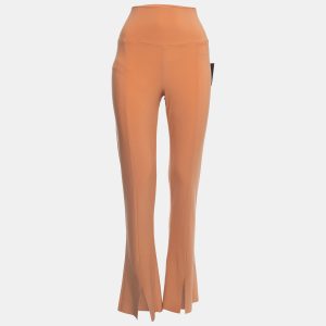 Norma Kamali Orange Stretch Knit High Waist Flared Hem Leggings L, Clothing - Luxury Closet catalog