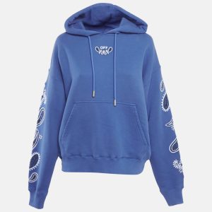 Off-White Blue Bandana Art Cotton Hoodie XS, Sweaters & Cardigans - Luxury Closet