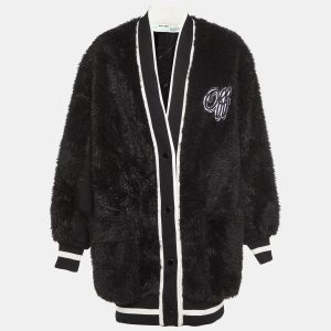 Off-White Black Faux Fur Oversized Sweater Cardigan M, Sweaters & Cardigans - Luxury Closet