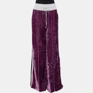 Off-White Purple Crushed Velvet Wide Leg Track Pants M, Clothing - Luxury Closet catalog