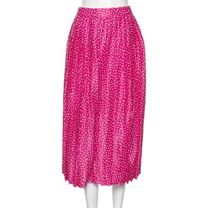 Off-White Pink Printed Satin Plisse Wide Leg Culottes M, Clothing - Luxury Closet catalog
