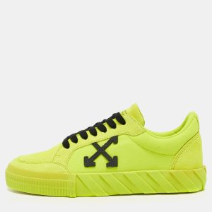 Off White Neon Yellow Canvas and Suede Vulcanized Low Top Sneakers Size 39, Athletic Shoes & Sneakers - Luxury Closet