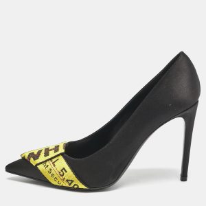 Off-White Black/Yellow Satin Commercial Bow Pumps Size 40, Pumps - Luxury Closet