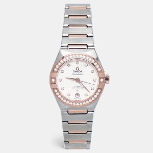 Omega Silver Dial Sedna&trade; Gold Diamond Stainless Steel Constellation Co-Axial 131.25.29.20.52.001 Women's Watch 29 mm, Watches - Luxury Closet