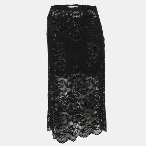Paco Rabanne Black Floral Lace Midi Skirt S, Skirts - Luxury Closet catalog