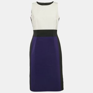 Paule Ka Multicolor Synthetic Color-Block Knee-Length Sleeveless Dress M, Dresses - Luxury Closet