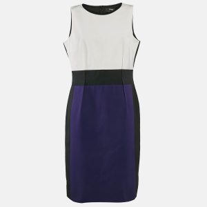 Paule Ka Multicolor Synthetic Color-Block Knee-Length Sleeveless Dress L, Dresses - Luxury Closet