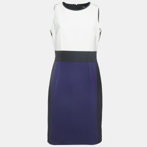 Paule Ka Multicolor Synthetic Color-Block Knee-Length Sleeveless Dress L, Dresses - Luxury Closet