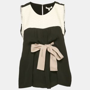 Paule Ka Black Lace Trim Silk Sleeveless Top L, Shirts & Tops - Luxury Closet
