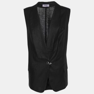 Persona Black Linen Waist Coat L, Coats & Jackets - Luxury Closet catalog