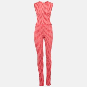 Philosophy Di Lorenzo Serafini Pink Patterned Rib Knit Flared Pants and Top Set M, Suits - Luxury Closet