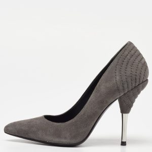 Pierre Balmain Grey Suede Pointed Toe Pumps Size 35, Pumps - Luxury Closet