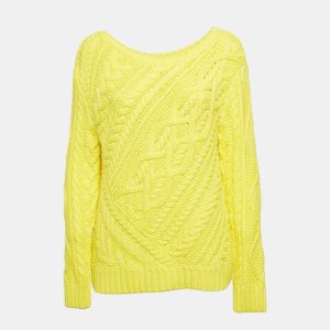 Polo Ralph Lauren Yellow Cotton Cable Knit Sweater L, Sweaters & Cardigans - Luxury Closet