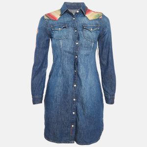 Polo Ralph Lauren Blue Embroidered Denim Shirt Dress XS, Dresses - Luxury Closet