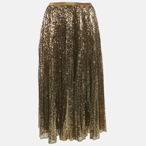 Polo Ralph Lauren Gold Sequin Plisse Midi Skirt XL, Skirts - Luxury Closet catalog