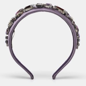 Prada Purple Satin Crystal Embellished Headband, Apparel & Accessories - Luxury Closet