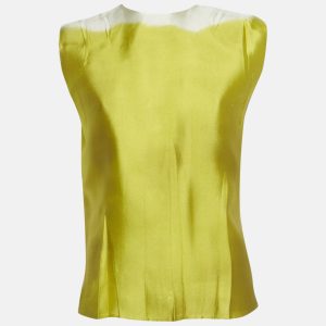 Prada Green Silk Blend Sleeveless Top S, Shirts & Tops - Luxury Closet