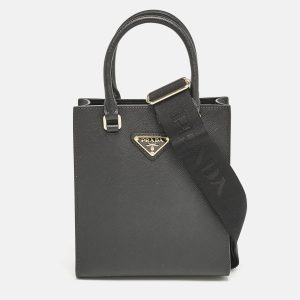 Prada Black Saffiano Leather Mini Tote, Tote Handbags - Luxury Closet