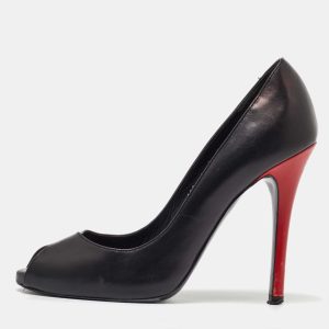 Ralph Lauren Black Leather Peep Toe Pumps Size 37, Pumps - Luxury Closet catalog