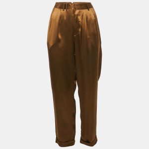 Ralph Lauren Desert Copper Brown Satin Pleated Serena Trousers L, Clothing - Luxury Closet catalog