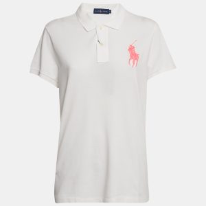 Ralph Lauren White Cotton Pique Pink Pony Polo T-Shirt XL, Shirts & Tops - Luxury Closet