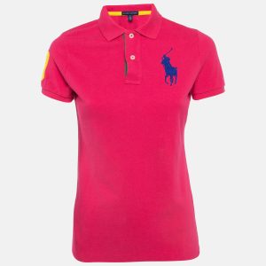 Ralph Lauren Pink Embroidered Cotton Pique Polo T-Shirt S, Shirts & Tops - Luxury Closet