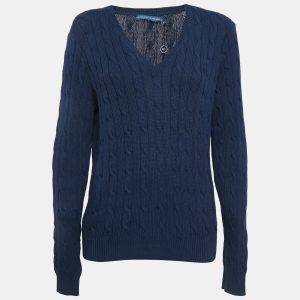 Ralph Lauren Hunter Navy Blue Cable Knit Sweater XL, Sweaters & Cardigans - Luxury Closet