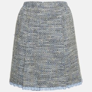 RED Valentino Blue Tweed Ruffled Mini Skirt L, Skirts - Luxury Closet