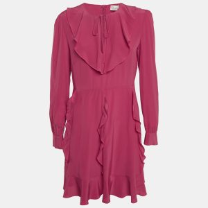 RED Valentino Pink Silk Ruffled Mini Dress M, Dresses - Luxury Closet