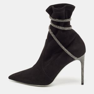 Ren&eacute; Caovilla Black Suede Cleo Booties Size 40, Boots - Luxury Closet catalog