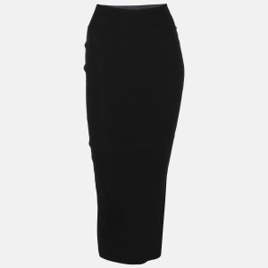 Rick Owens Black Rib-Knit Fitted Midi Skirt S, Skirts - Luxury Closet