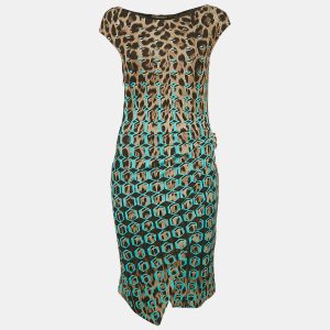 Roberto Cavalli Brown Printed Jersey Short Dress S, Dresses - Luxury Closet