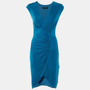 Roberto Cavalli Blue Jersey Ruched Sleeveless Short Dress M, Dresses - Luxury Closet