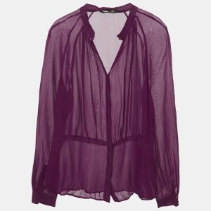 Roberto Cavalli Pink Crinkled Silk Slim Fit Shirt L, Shirts & Tops - Luxury Closet