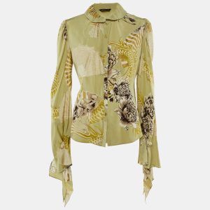 Roberto Cavalli Green Silk Button Front Shirt L, Shirts & Tops - Luxury Closet catalog
