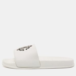 Roberto Cavalli White Rubber RC Logo Slide Flats Size 42, Flats - Luxury Closet