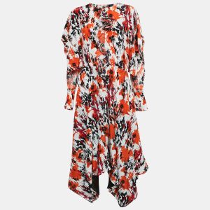 Roberto Cavalli Multicolor Silk Asymmetric Midi Dress M, Dresses - Luxury Closet