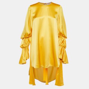 Roksanda Yellow Silk Satin Rosina Oversized Tunic Top S, Shirts & Tops - Luxury Closet