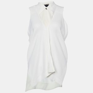 Roland Mouret White Crepe Sleeveless V Neck Top S, Shirts & Tops - Luxury Closet