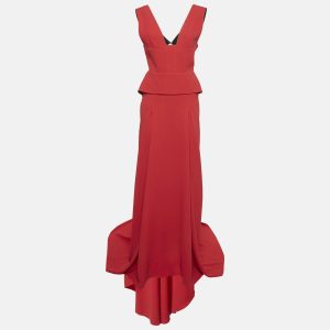 Roland Mouret Red Stretch Viscose Flared Lubelia Gown M, Dresses - Luxury Closet